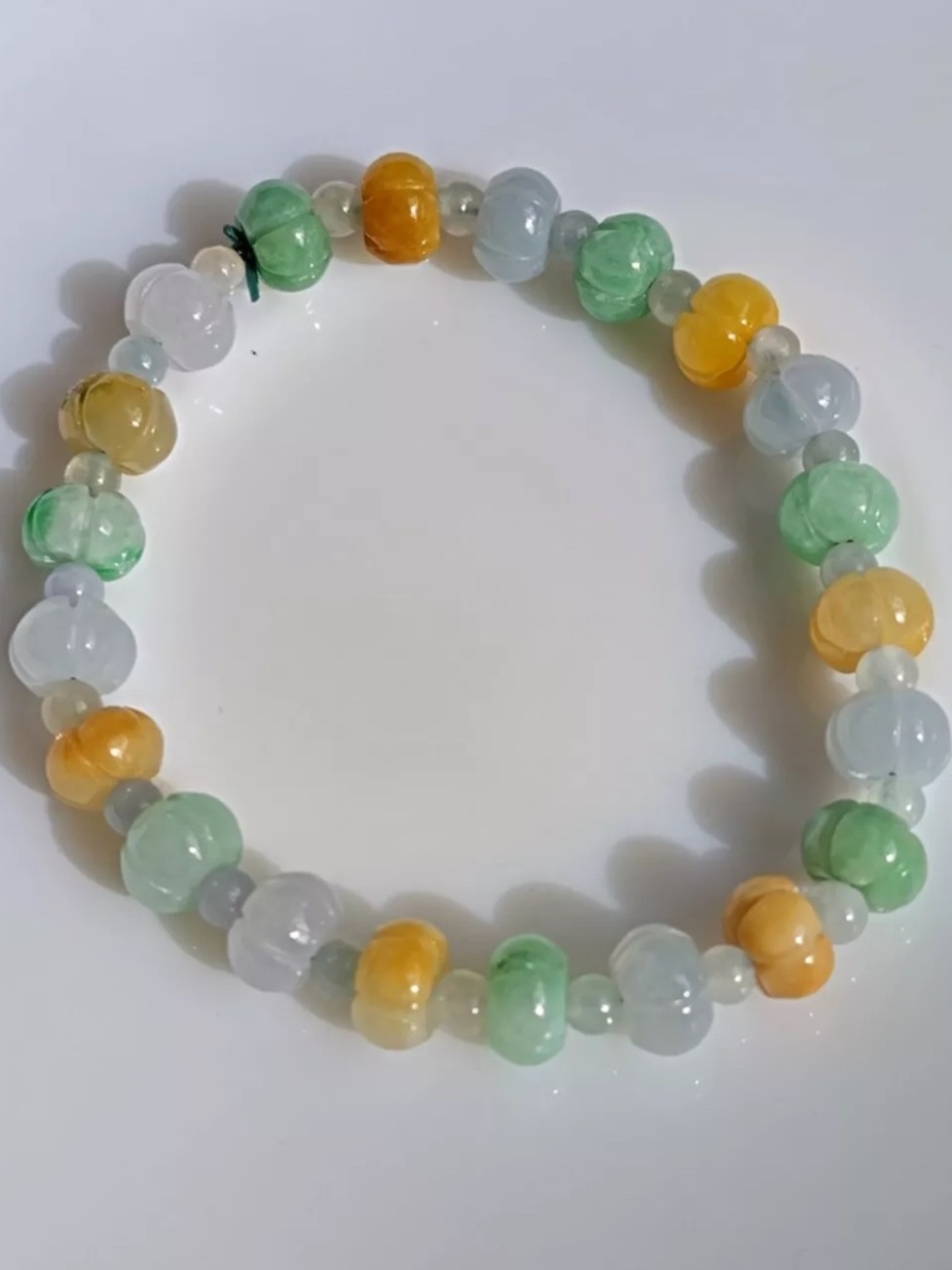 Natural Grade A Burma icy Colourful jadeite jade Pumpkin Beads Bracelet